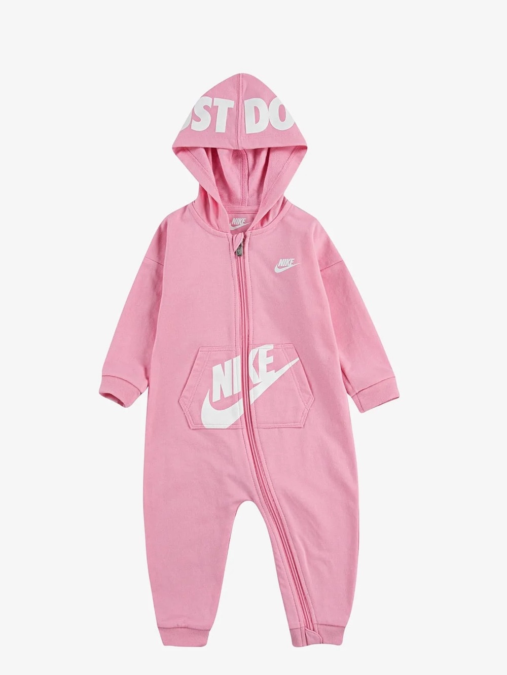 Nike just do it pink hooded zip up coverall baby outfit 6 months